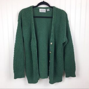 Oversized Chunky Green Knit Cardigan